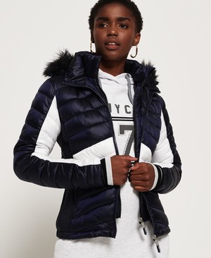 Superdry Offshore Luxe Chevron Fuji Női Kabát Sötétkék | JISOR8031